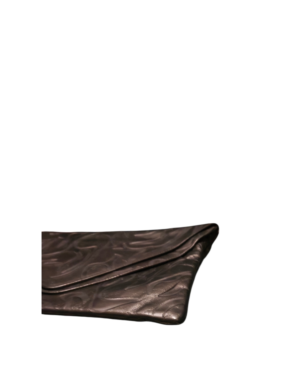 Vintage Embossed LEATHER Black Envelope Clutch - Picture 6 of 7